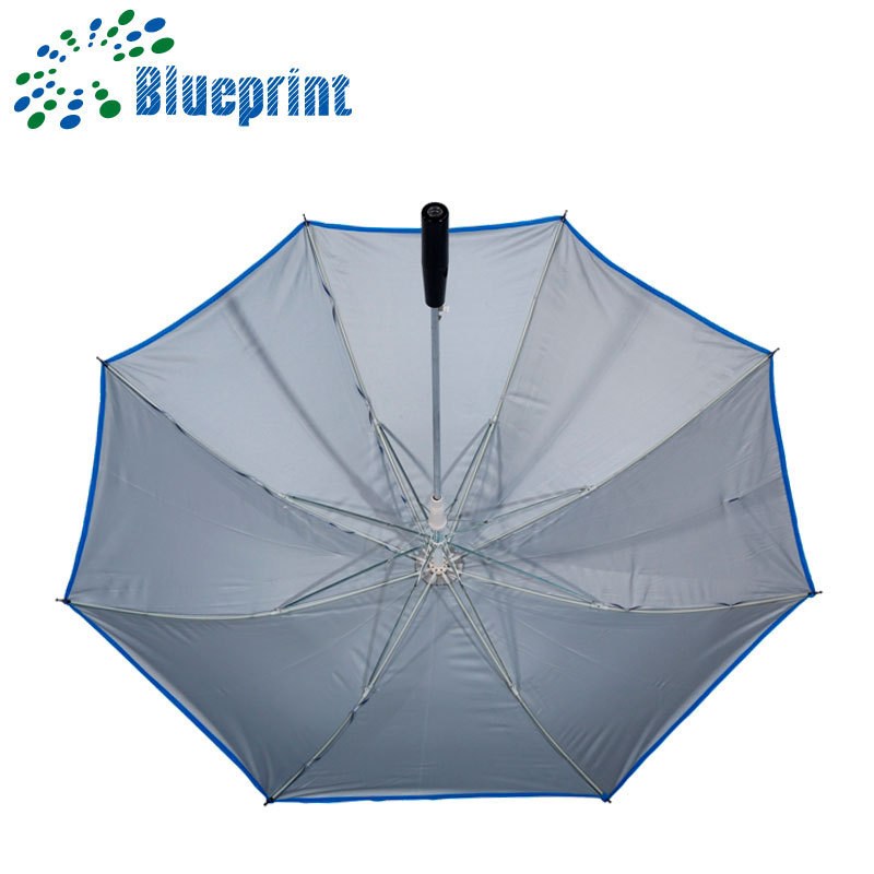 Waterproof rain umbrella with silver coating in side 23 inch 8 ribs stick double layers umbrella with LED light on whole canopy