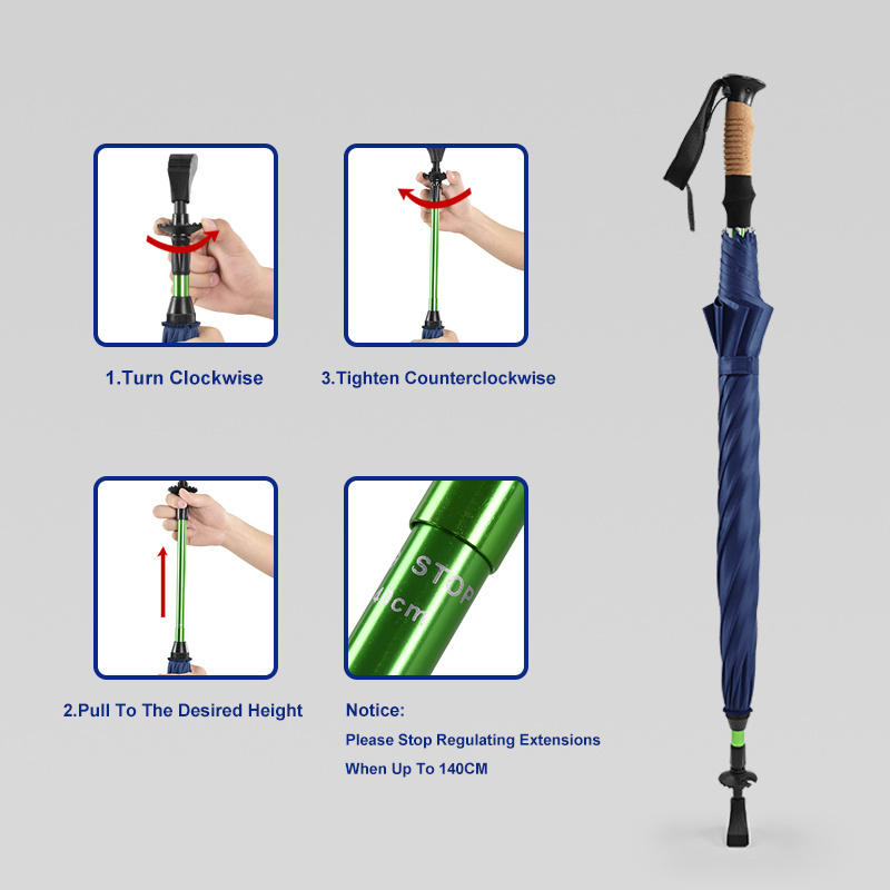 All in 1 Semi-Automatic Straight Umbrella Gentleman Suitable For Old Man Walking Cane Umbrellas