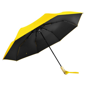 New design uv protection duck head wooden handle compact umbrella three fold custom umbrellas