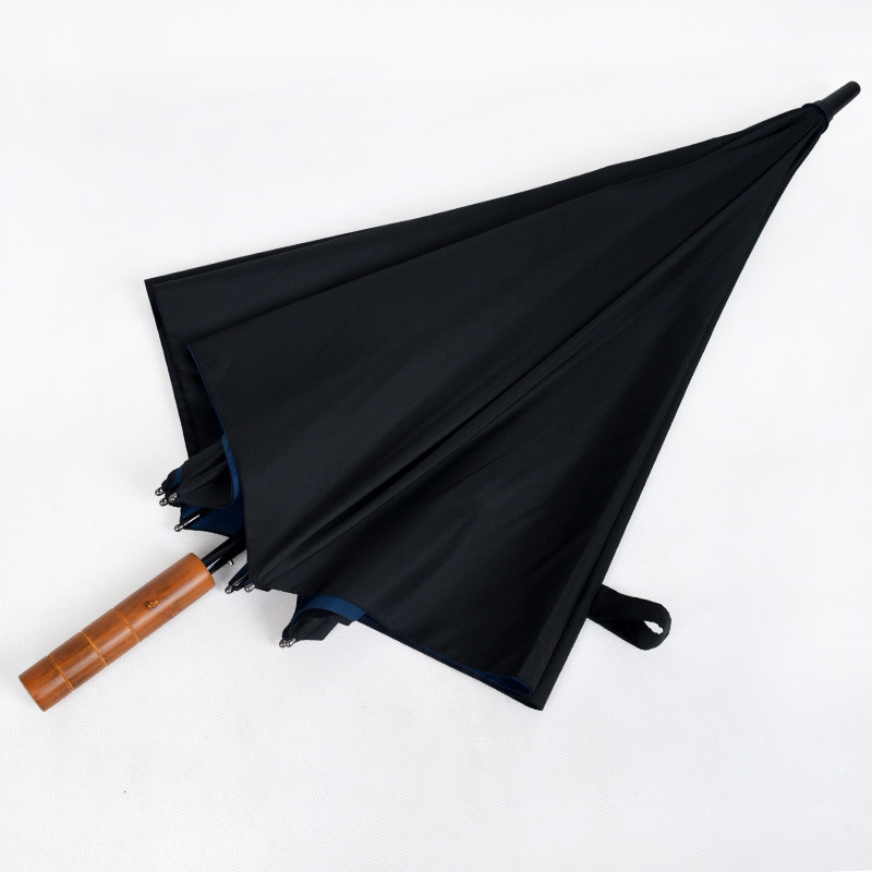 Chinese Factory ABS Explosion-proof Support Logo Printing Solid Wood Handle Extra double Layered  Business Straight Umbrella