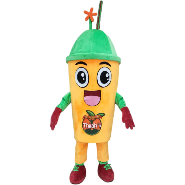 Blue Sky custom orange smoothie cup mascot costumes for adults