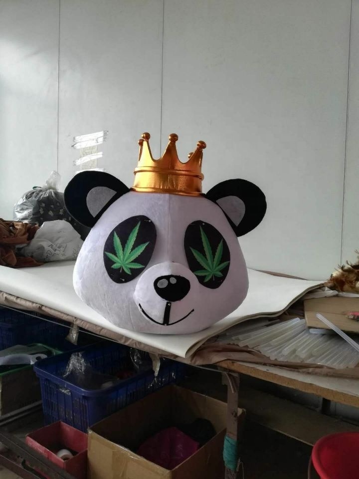 Customization order crown Panda mascot costume head crown panda head for sale,colors can be changed