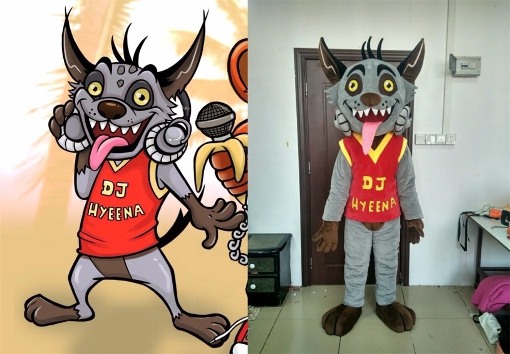 Blue Sky factory directly sale Custom hyena mascotte DJ hyena adult cartoon mascot costumes for sale