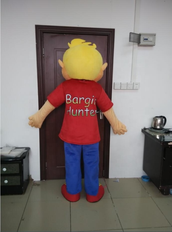 Big smile yellow hair boy adult mascot costume for kids party