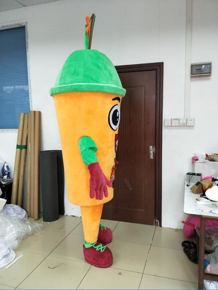 Blue Sky custom orange smoothie cup mascot costumes for adults