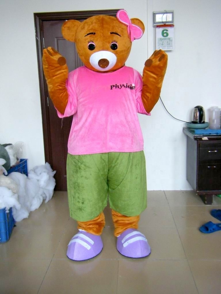 Professional Manufacturer Blue Sky Custom Bear Mascot Costumes Adult Cartoon Miss Bear Mascot Costumes For Stage Show