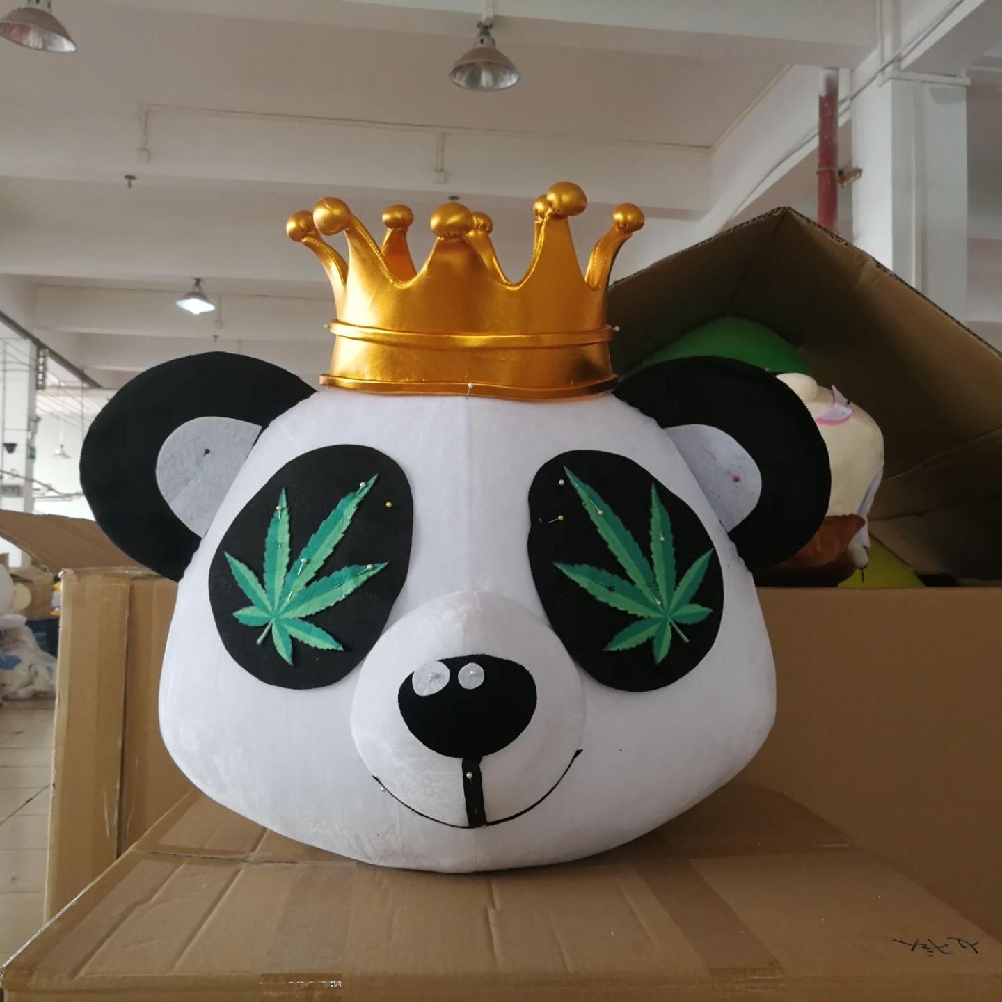 Customization order crown Panda mascot costume head crown panda head for sale,colors can be changed