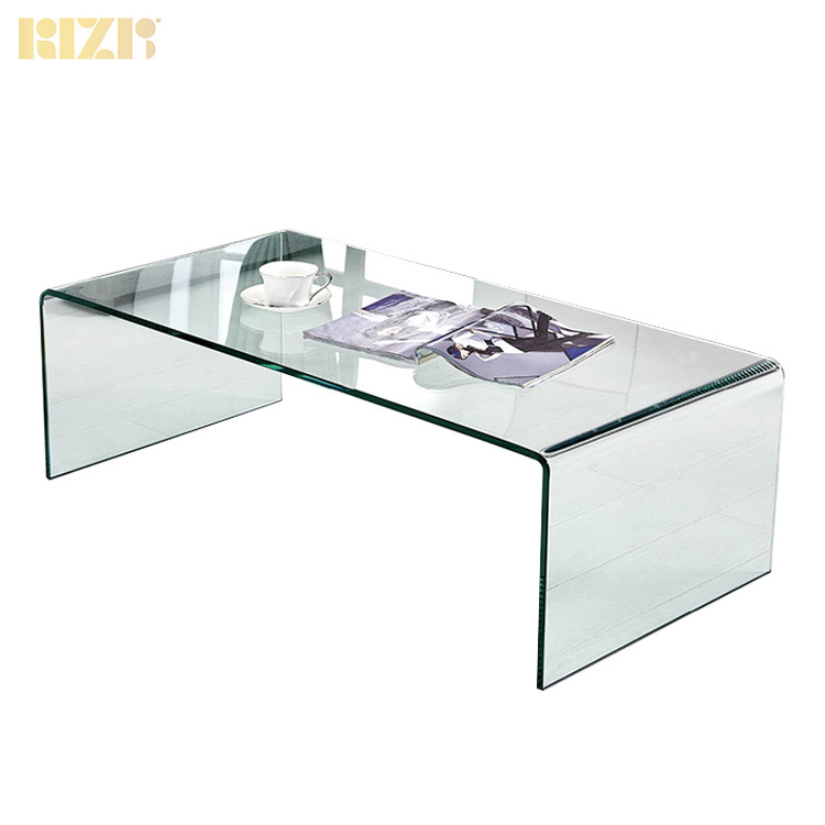 Natural Simple Style Full Tempered Clear top glass 12Mm Thickness designer coffee table Modern for Hotel Home Banquet Villa etc,