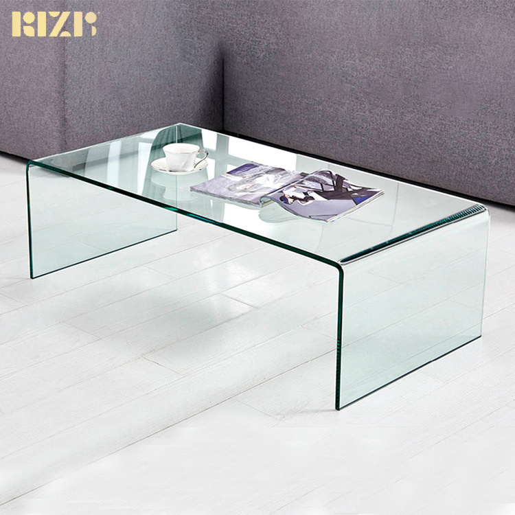 Natural Simple Style Full Tempered Clear top glass 12Mm Thickness designer coffee table Modern for Hotel Home Banquet Villa etc,