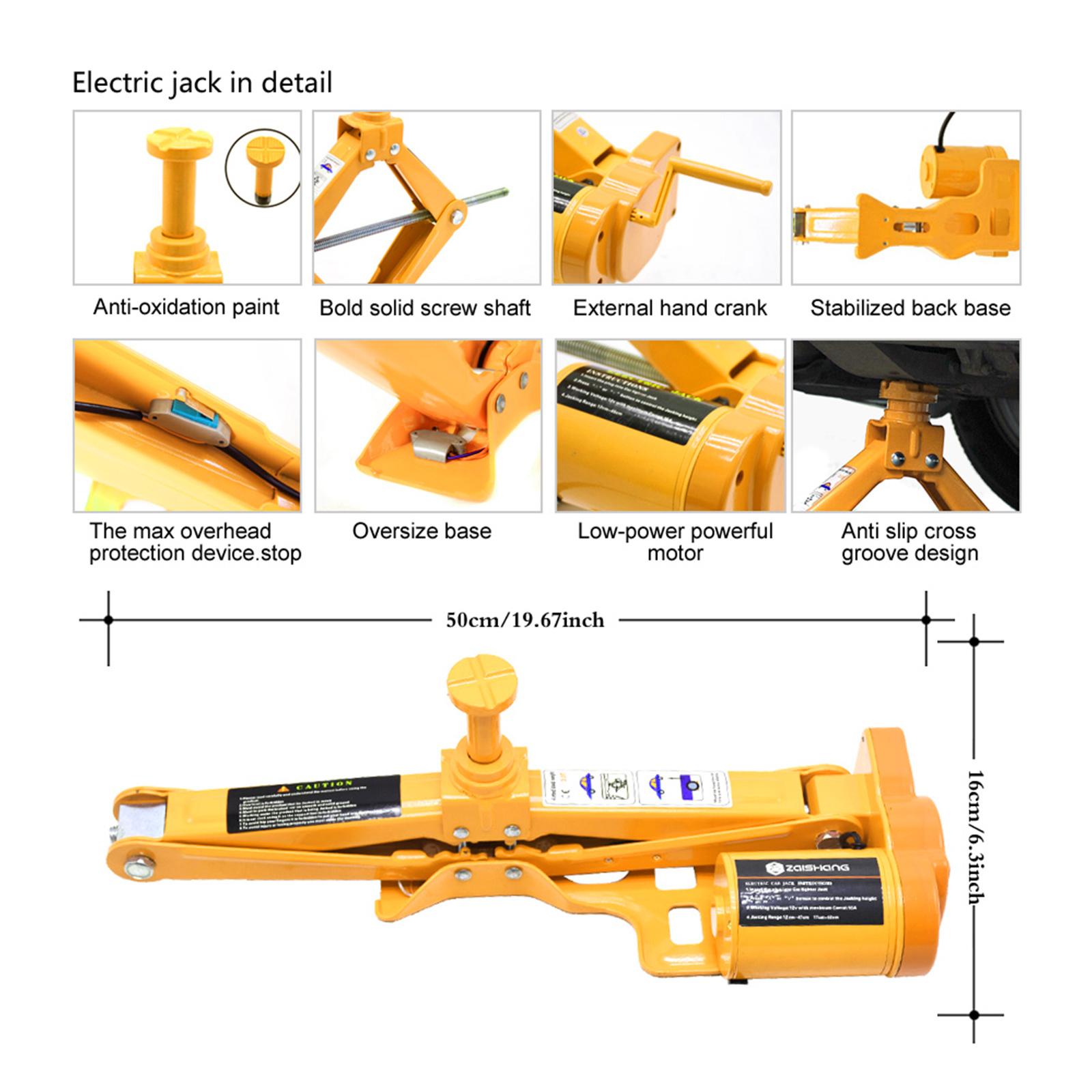 Scissor safety voltage DC 12V best car jack hydraulic rated power 120W car hydraulic jacks mechanized work electric car jack