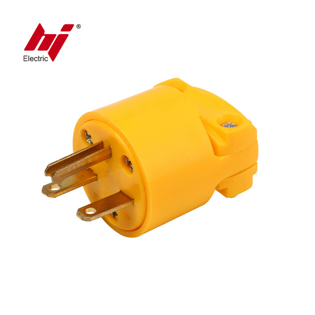 Yellow American Standard Straight Blade Ground NEMA 6-15P Plug UL Approved