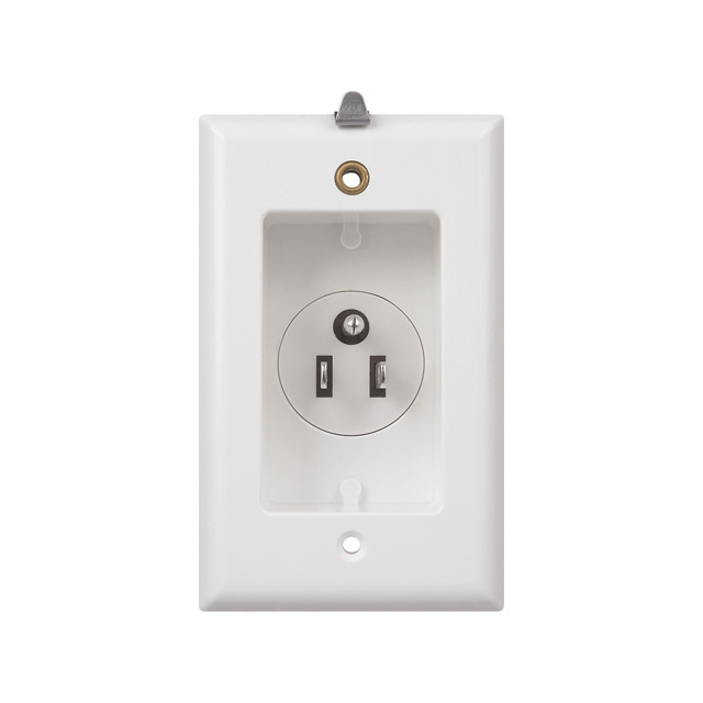 ETL  Single Gang Decorator  Recessed Plug Power Recessed Inlet with Wall Plate