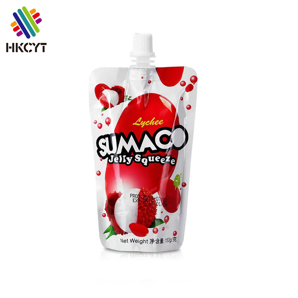 Free Sample Reusable Juice Pouch Jelly Food Packaging Foil Liquid Bag Stand Up Pouch With Spout