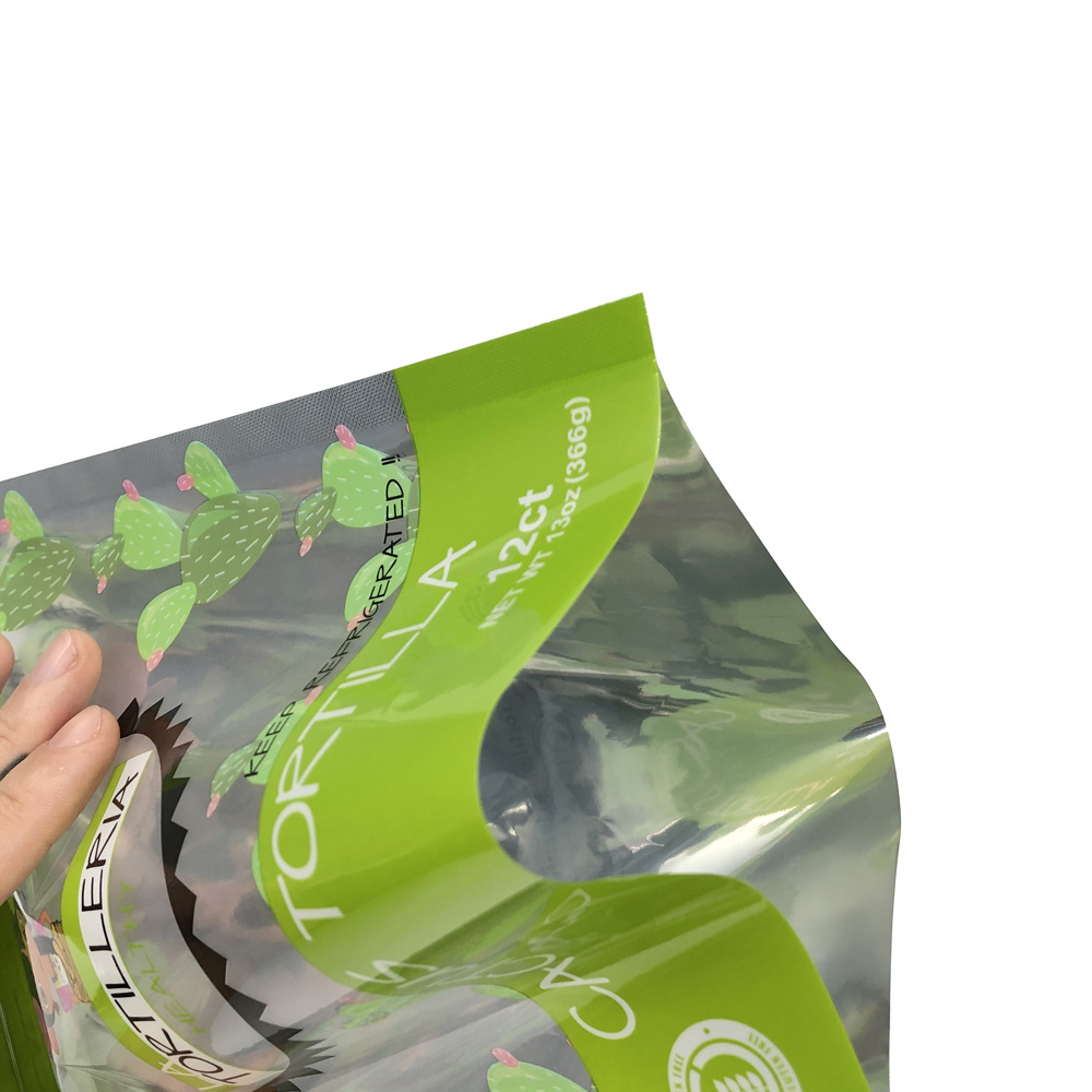 Wholesales 20x23cm Transparent In Front Plastic Packaging Bag For Chili Tortilla Food Industrial Use High Quality