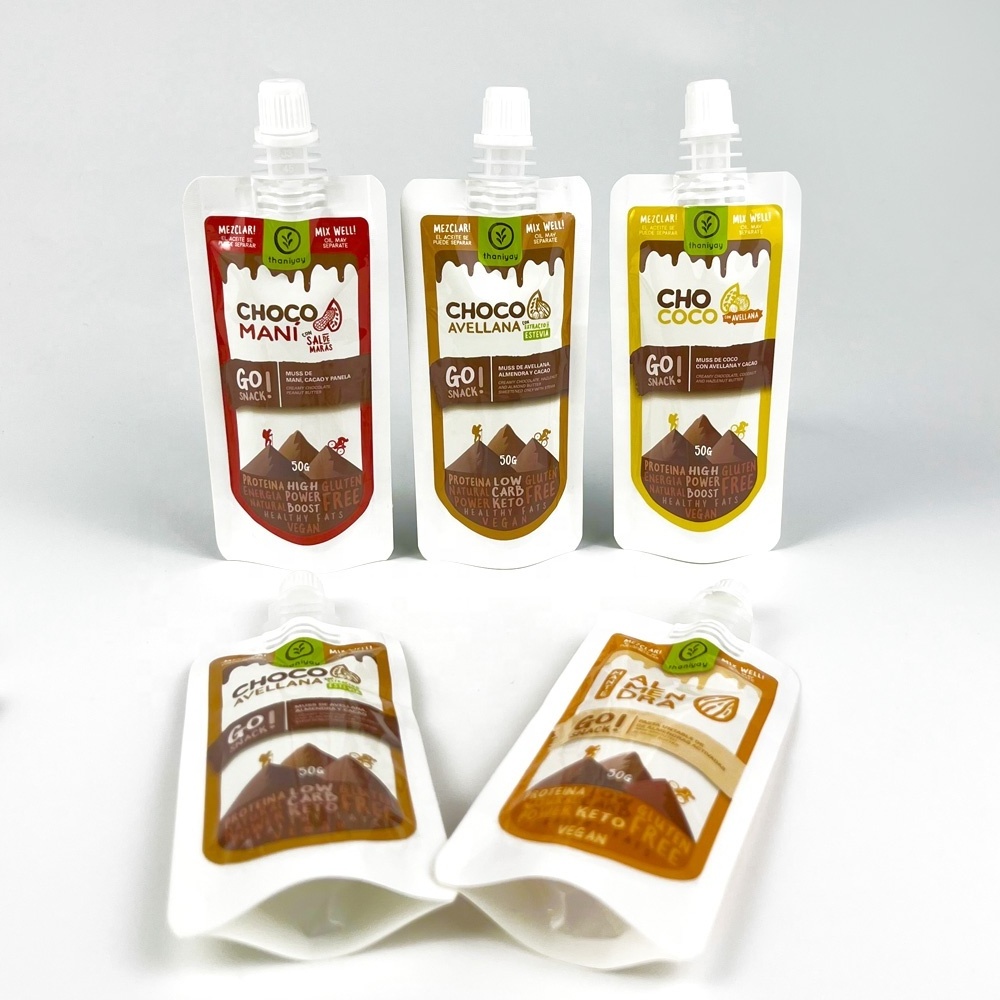 custom plastic bag polybag drink pouch pouch packaging food packaging 50ml chocolate sauce spout bags