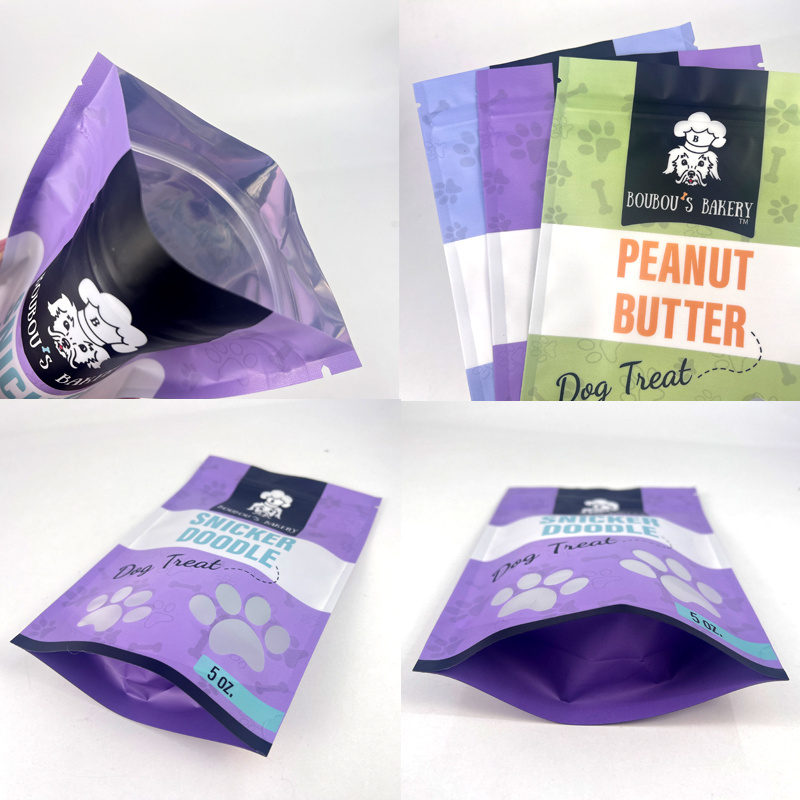 Custom printed logo plastic mylar bags smell proof pet cat dog treats dog food pet cookie stand up pouch with window