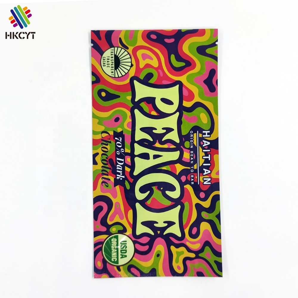 custom printed aluminum foil 3 side seal sachet mushroom chocolate bar lollipop edible packaging ziplock mylar bag