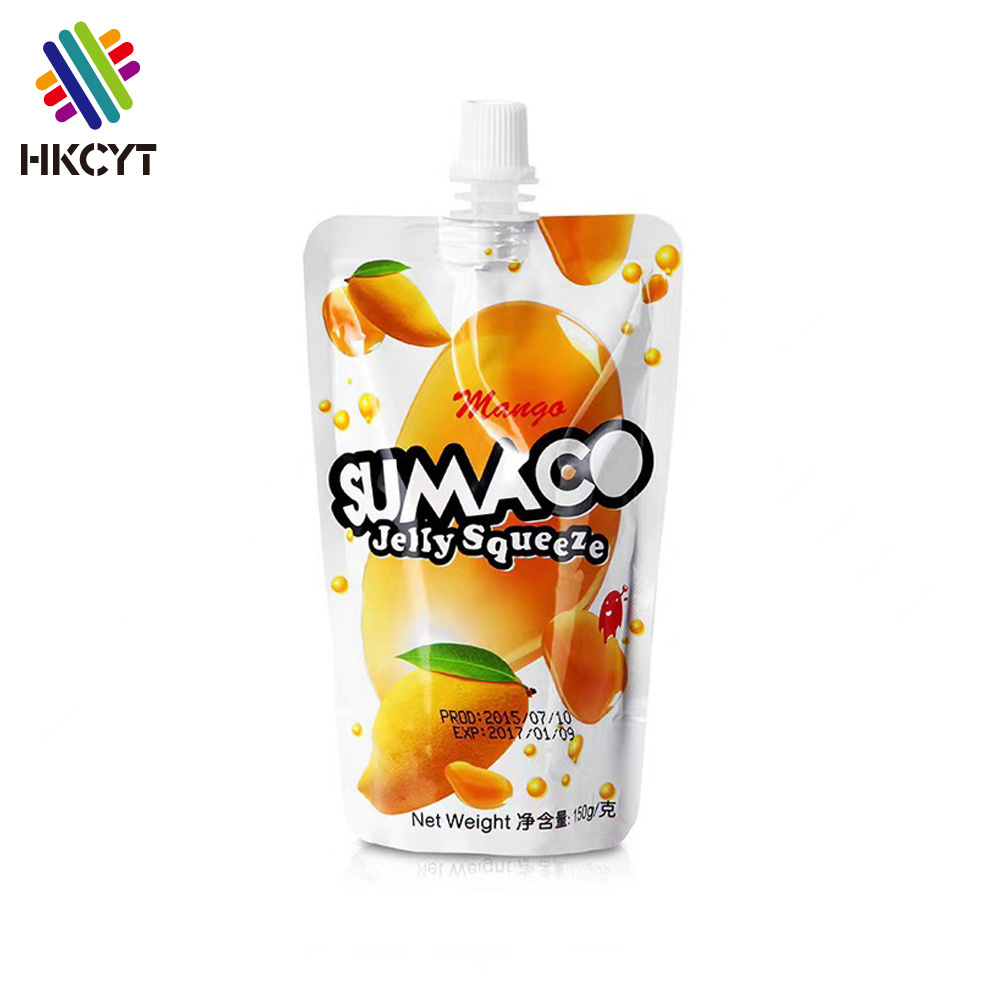 Free Sample Reusable Juice Pouch Jelly Food Packaging Foil Liquid Bag Stand Up Pouch With Spout