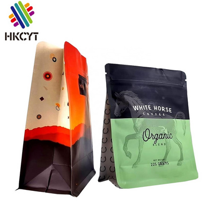 Coffee Bag With Valve And Zipper Bean Factory Custom Printed Flat Bottom 250g 1kg Compostable Biodegradable Coffee Bag Custom