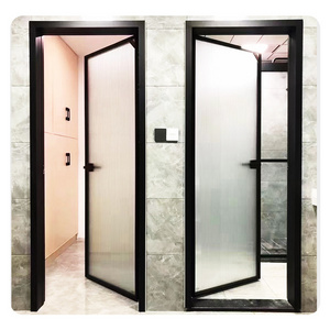 Tempered Glass Aluminum Bifold  Framed French Front Steel Swing Door Upvc Bathroom Shower Door