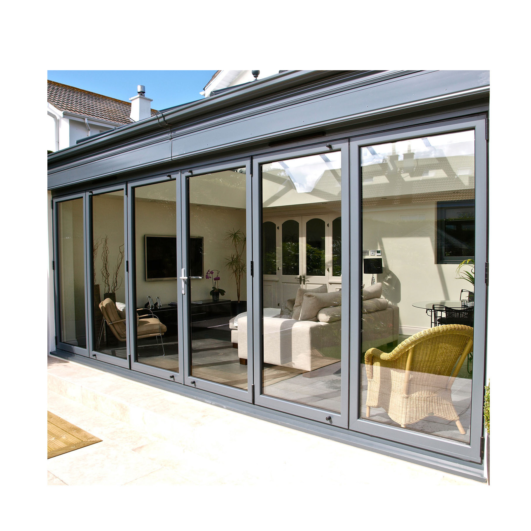 Luxury Pvc Aluminum Frameless Folding Glass Door Sliding Bathroom Interior Partition Bifold Glass Door