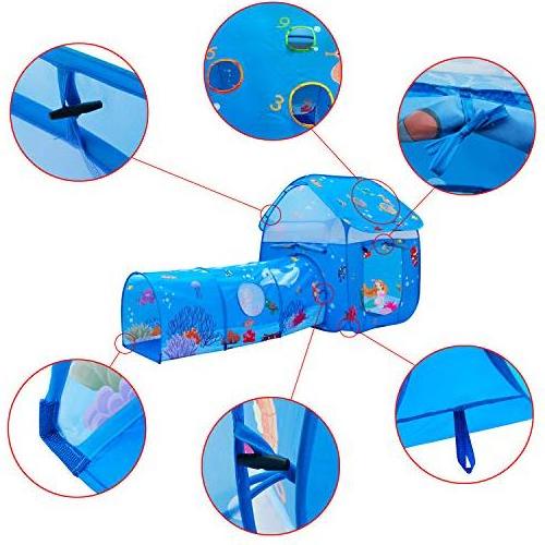 #15 2020 Top selling  Kids Tunnel Tent for Boys & Girls Indoor Outdoor Play Tent With Underwater Ocean Animals Children Crawling