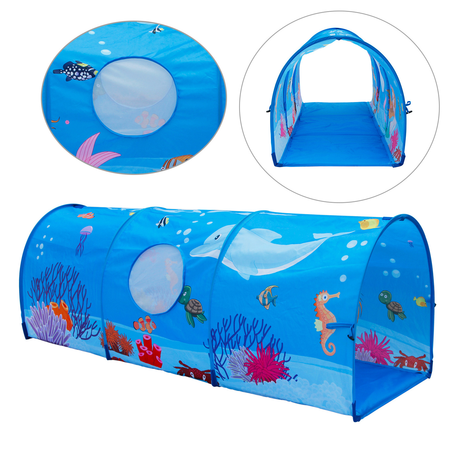 #15 2020 Top selling  Kids Tunnel Tent for Boys & Girls Indoor Outdoor Play Tent With Underwater Ocean Animals Children Crawling