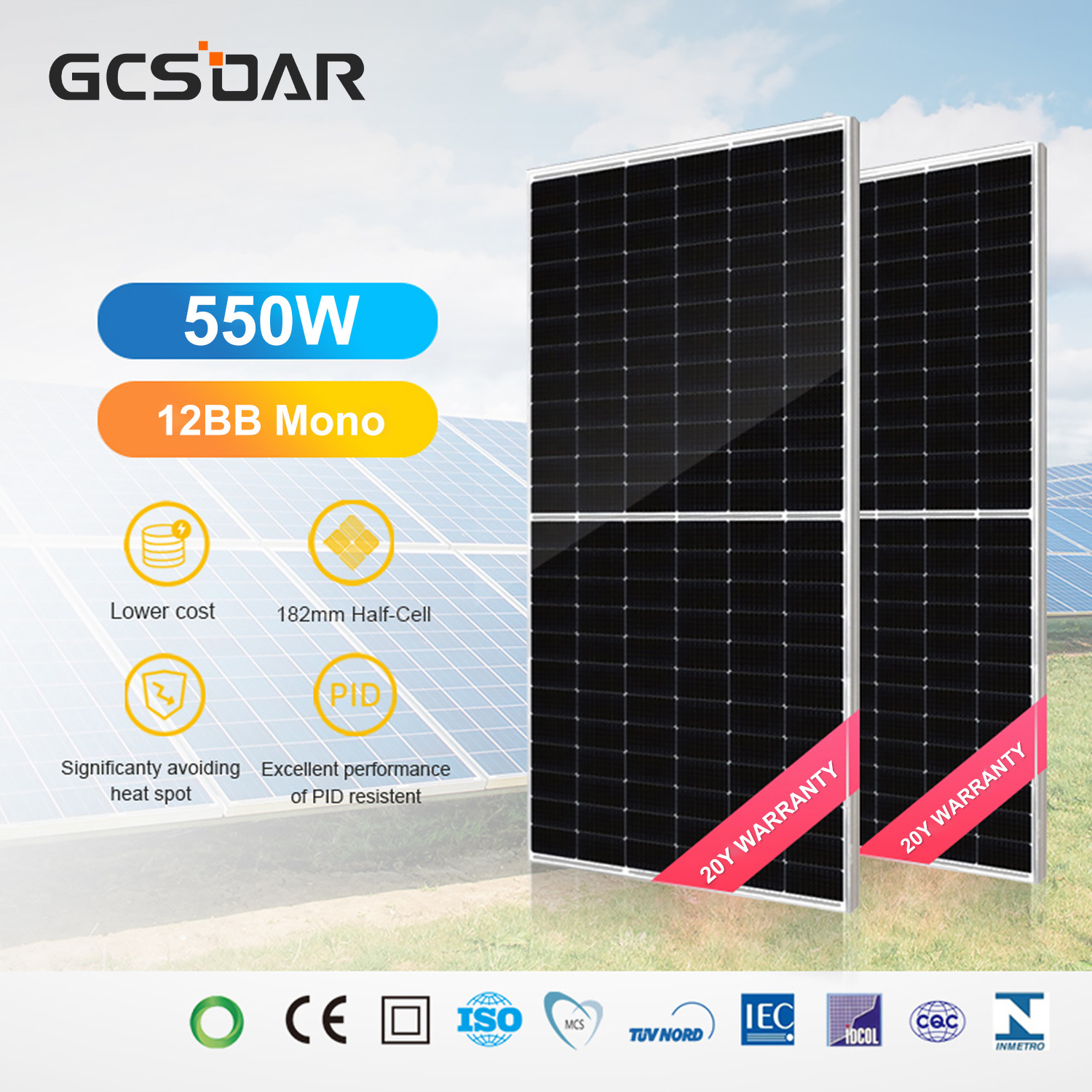 GCSOAR Personalized Solar Energy System Program Development High Efficiency 550 Watt Solar Panel