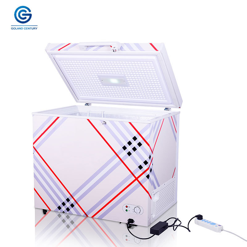 GCSOAR DC refrigerator Stripe design Portable Mini 350L 175L eletronic control 12v 24v Solar Deep DC Freezer ice cream machine