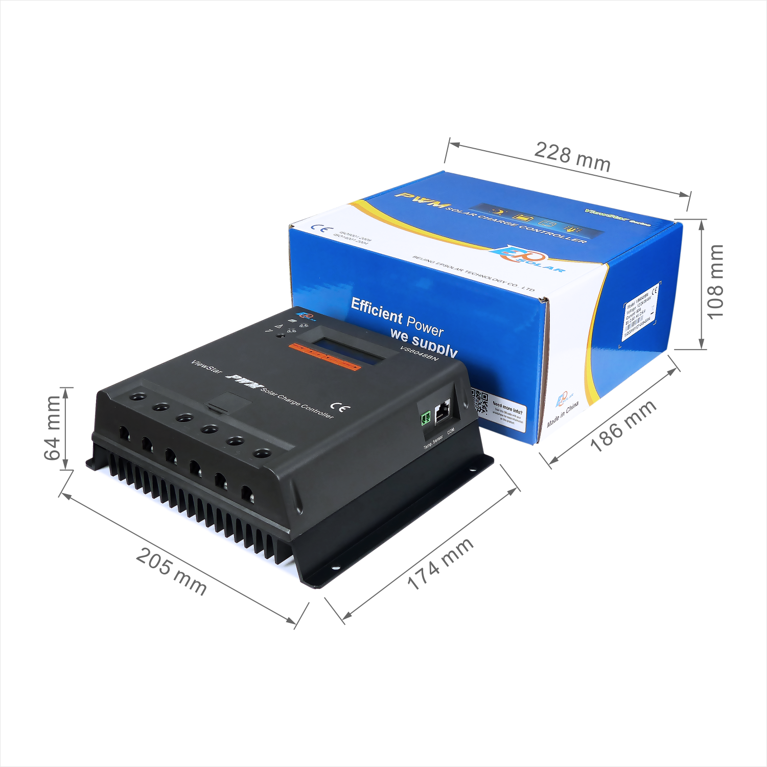 EPEVER VS BN Series 10A 20A 30A 45A 60A Muilti functional LCD display PWM Solar Charge Controller 12/24/36/48V controller