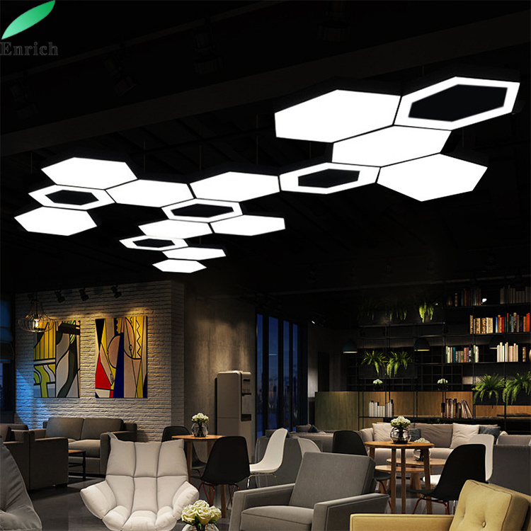 Solid Commerce Office Lighting Hexagon LED Ceiling Light Chandeliers Lamps Led Modern Hanging light