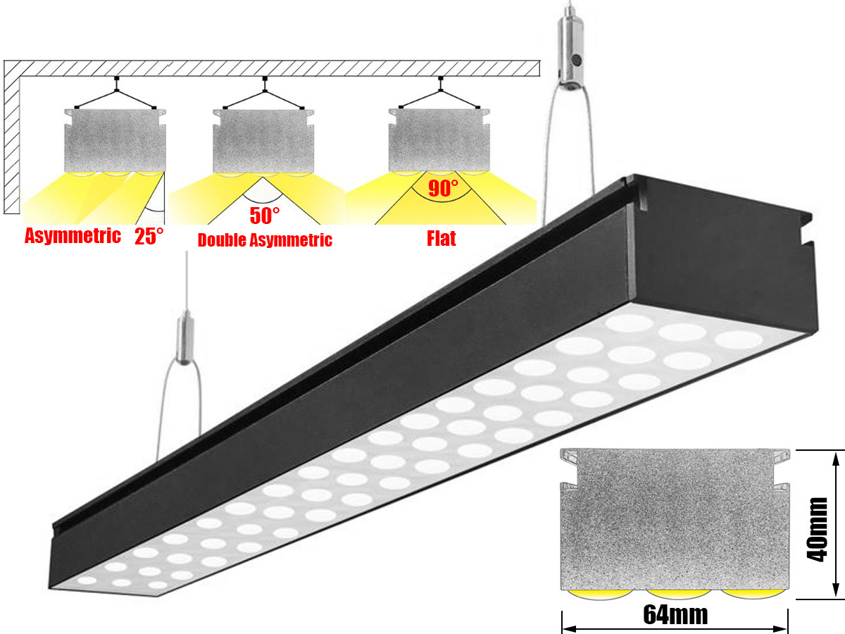 CE RoHS Suspension Surface Mounted LED Linear Low Bay Light IP33 Factory Warehouse Garage Linear Light