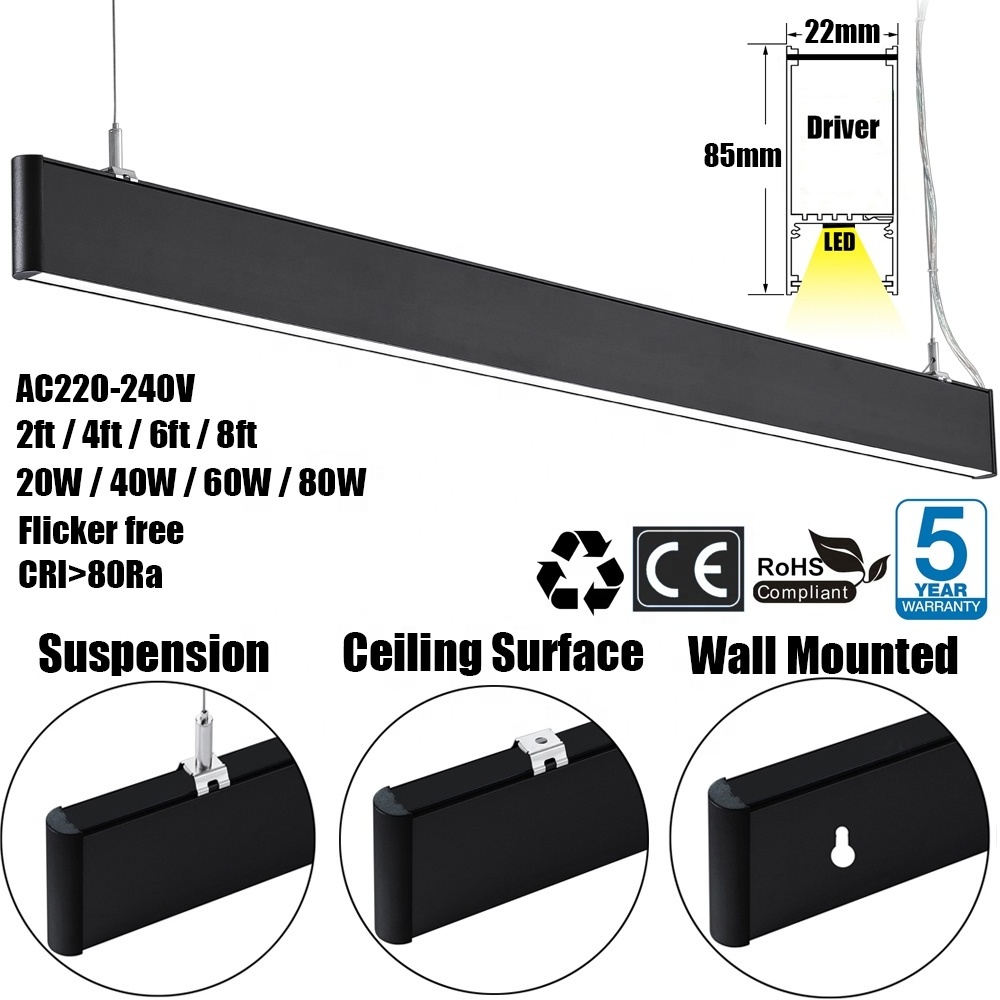 Linkable LED Shop Linear  Light with Super Bright 3000K 4000K 6000K 2FT 4 FT 5FT 6FT 8FT Integrated Fixture for Garage Office