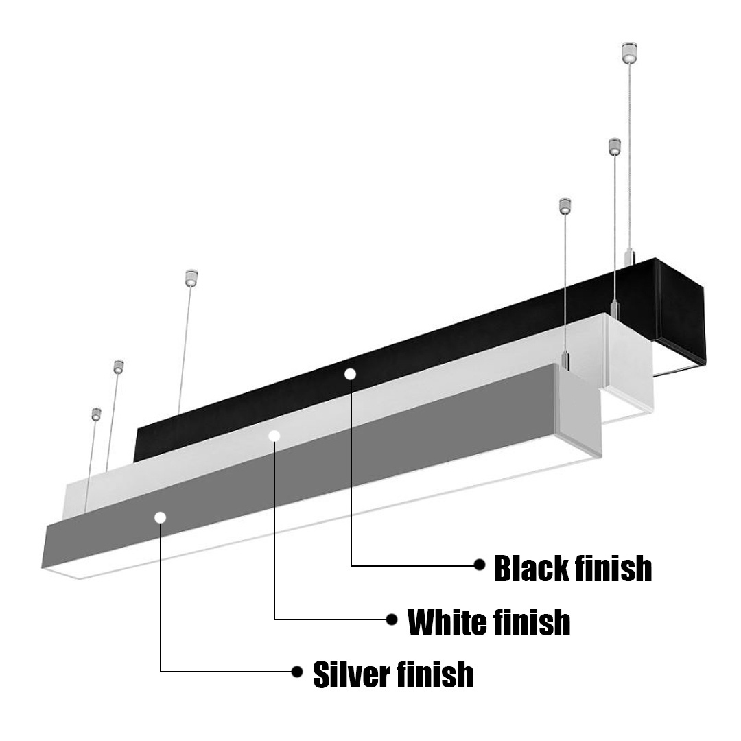 Modern White and Black LED Chandelier Aluminum Linear Pendant Lighting Fixture with 3 Lights for Kitchen Dining Bedroom