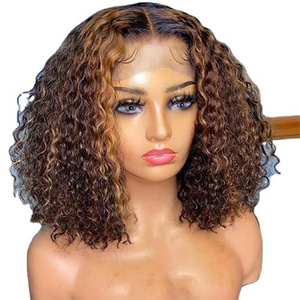 Wholesale Transparent HD lace wigs 100% virgin brazilian human hair full lace wig with baby hair,curly full lace human hair wig