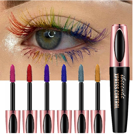 Colorful 4D Mascara Waterproof Lasting Thick Curling Blue Yellow Black Silk Fiber Lash Mascara Eyelash Thicken Color Eyes Makeup