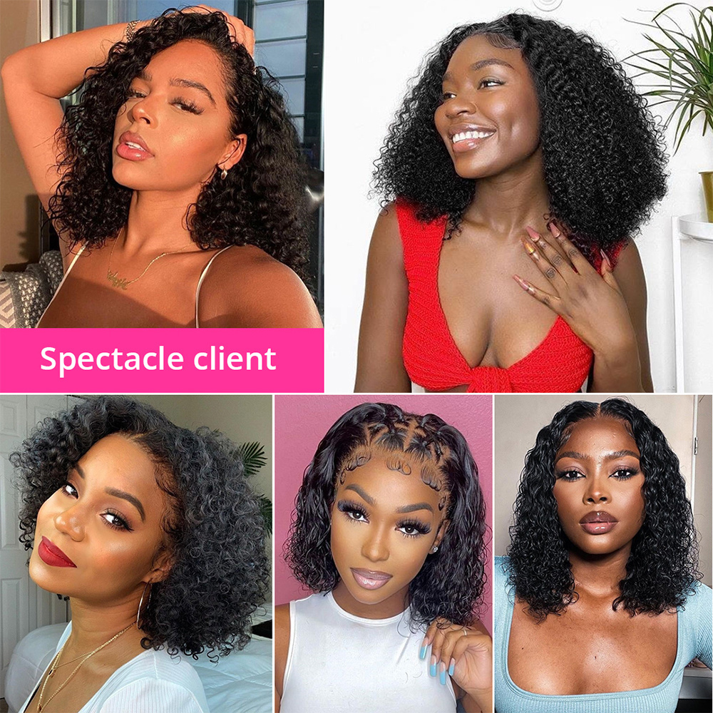 Wholesale Raw Indian Hair Short Bob Wigs Kinky Curly Lace Front Wigs Human Hair HD Lace Frontal Wigs Human Hair For Black Women