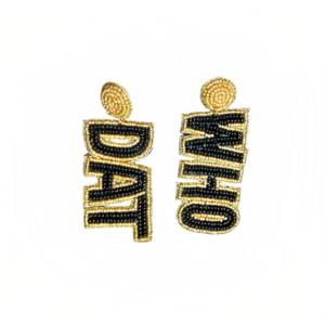 WHO DAT Handmade Gameday Beaded Earrings - New Orleans Saints Inspired Accessories for Fans - Custom Football Jewelry