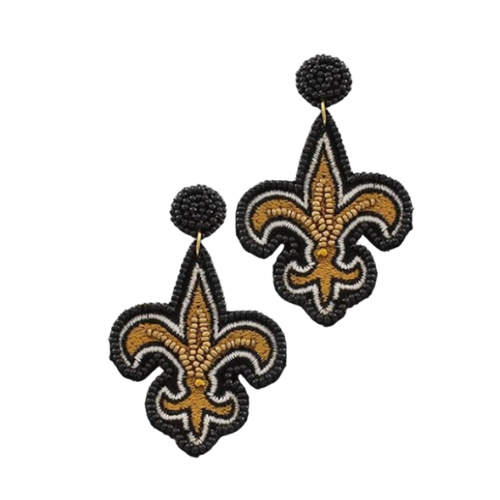 WHO DAT Handmade Gameday Beaded Earrings - New Orleans Saints Inspired Accessories for Fans - Custom Football Jewelry