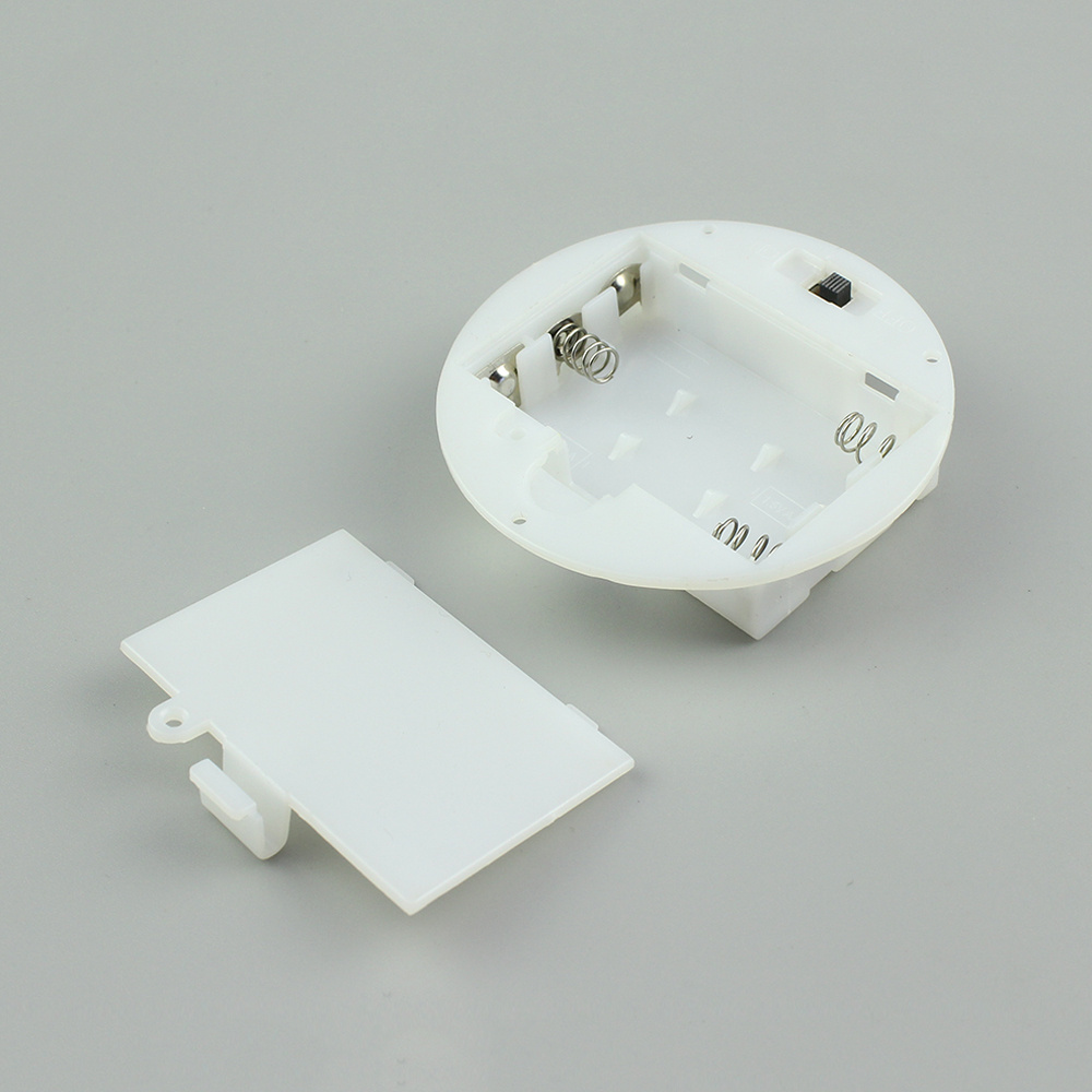 White 4.5V  3 AAA Battery Holder Round With Cover ON-OFF Switch Control Battery Holder