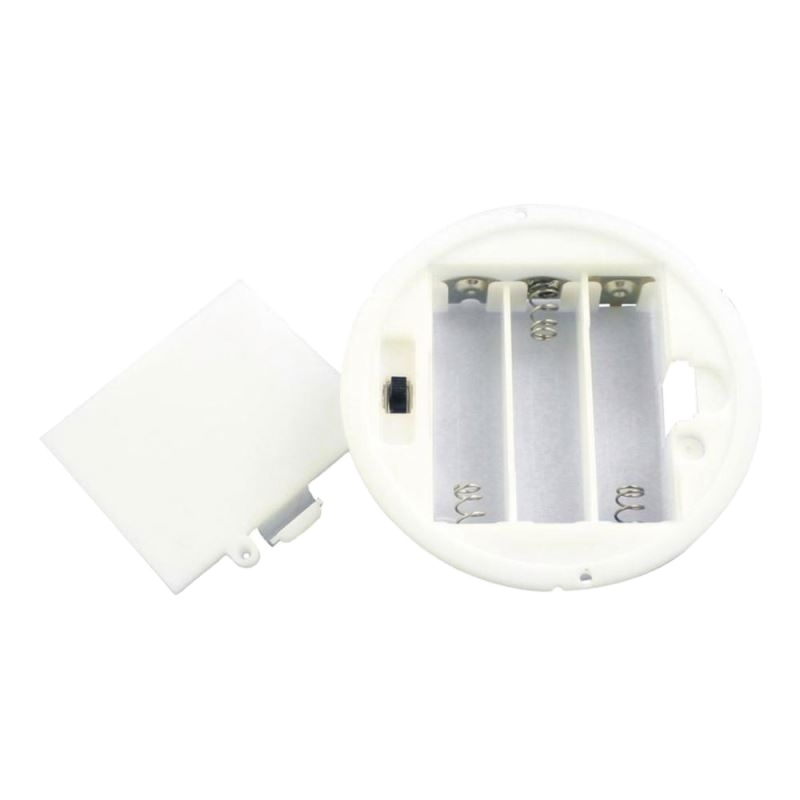 White 4.5V  3 AAA Battery Holder Round With Cover ON-OFF Switch Control Battery Holder