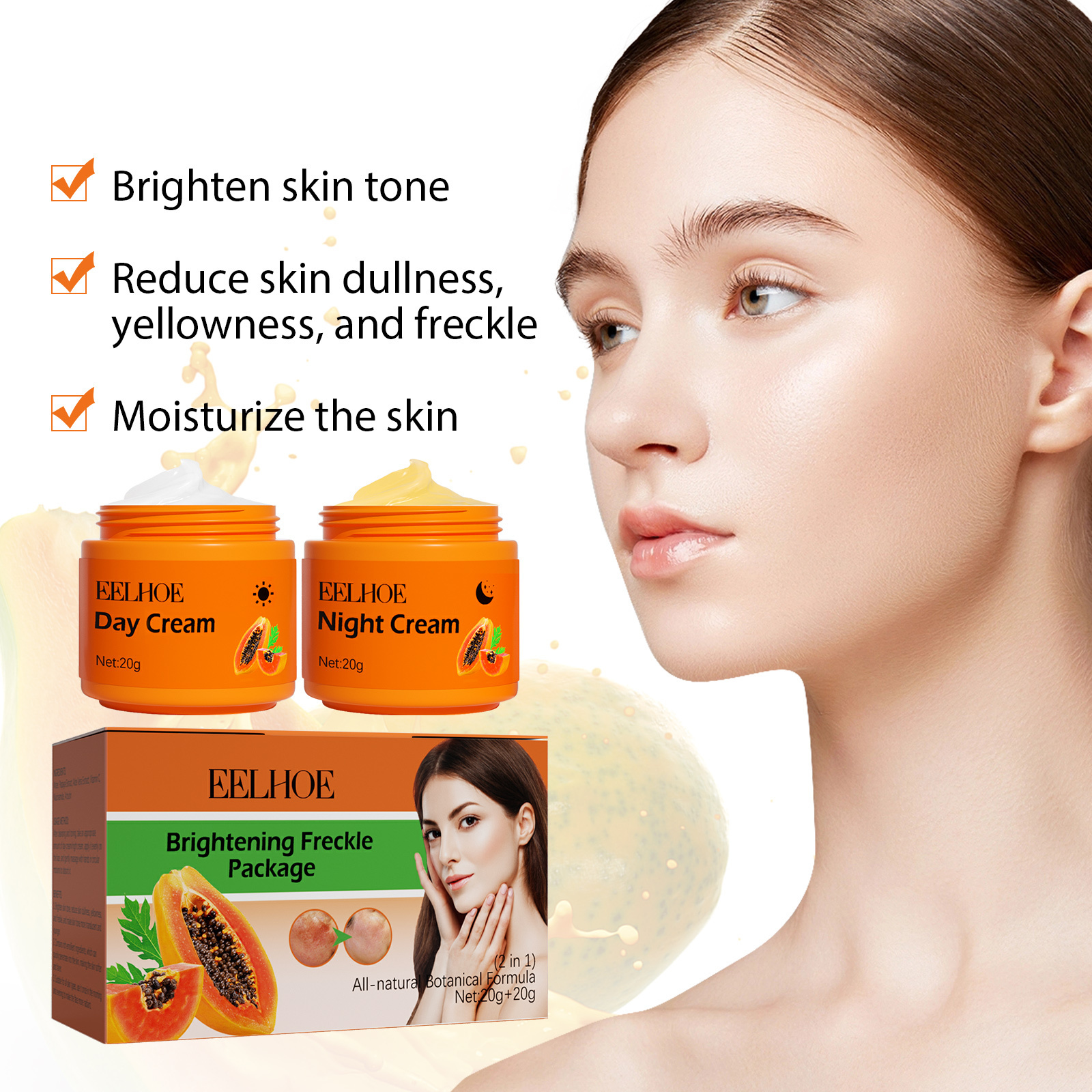 OEM Bleaching Whitening Cream With Papaya Extracts Organic Papaya Face Cream Skin Whitening Cream