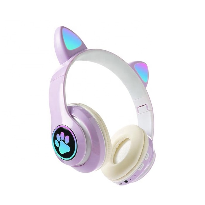 2022 hot selling Noise Cancelling V5.0 Cute Earphone Cat Ear Blue Headphone Wireless headset For Kids