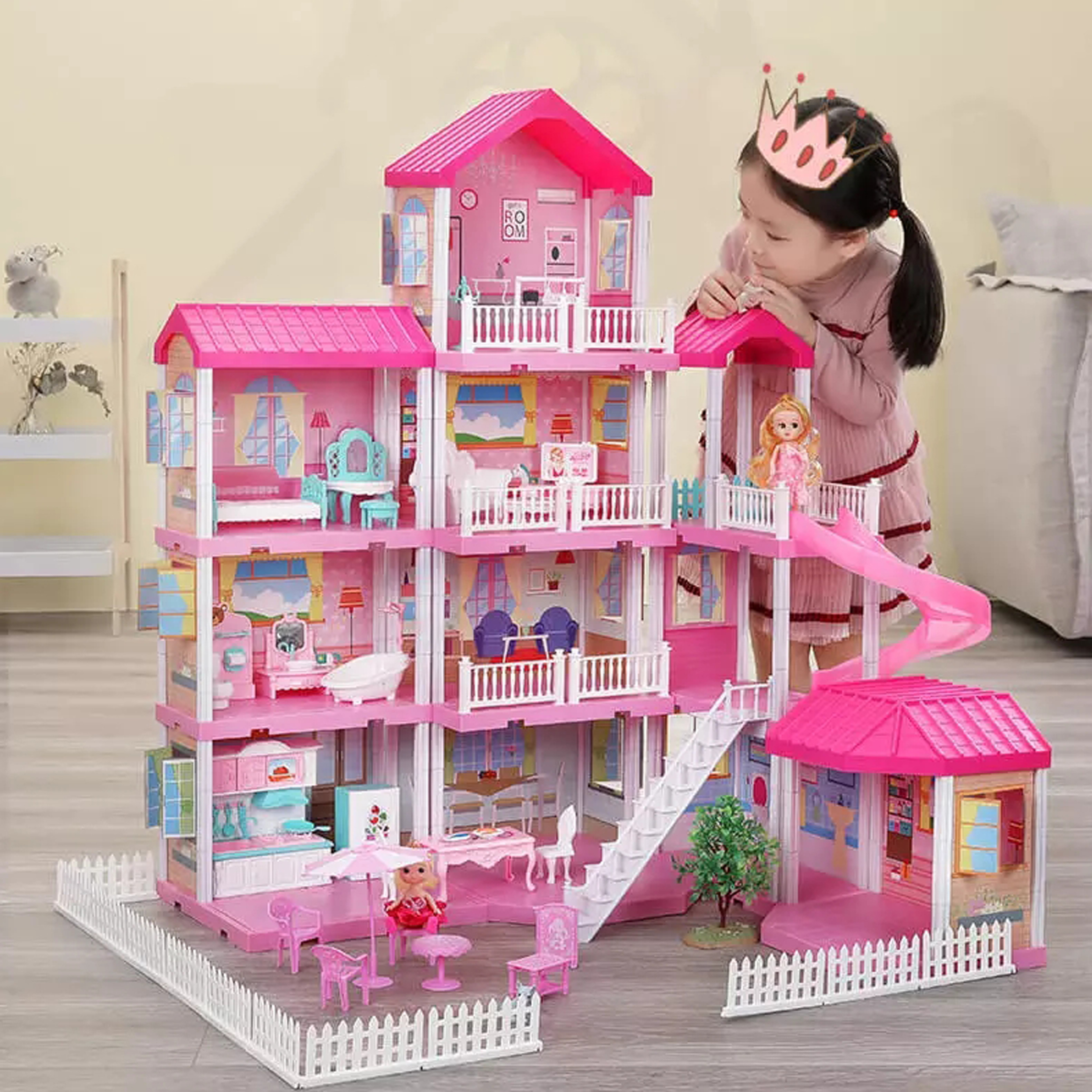 Wholesale Price Girls Gifts DIY Toys Miniature Furniture Villa Toys Princess Castle Play Set Pretend Play Doll House