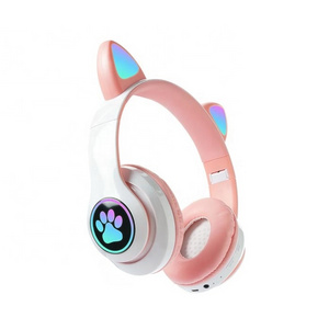 2022 hot selling Noise Cancelling V5.0 Cute Earphone Cat Ear Blue Headphone Wireless headset For Kids