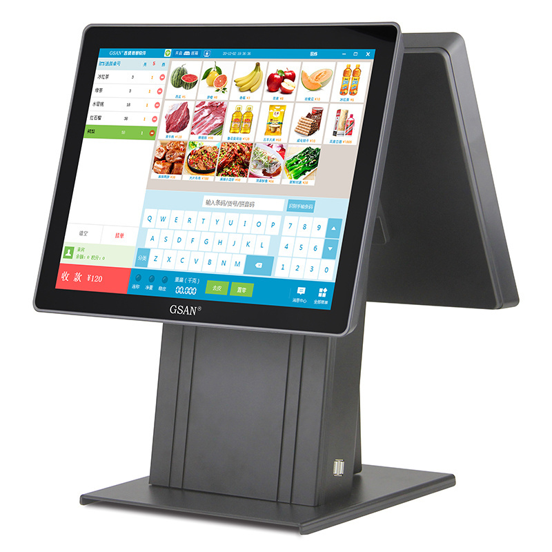 15 inch smart pos system for sale cash till machine Dual screen cash register