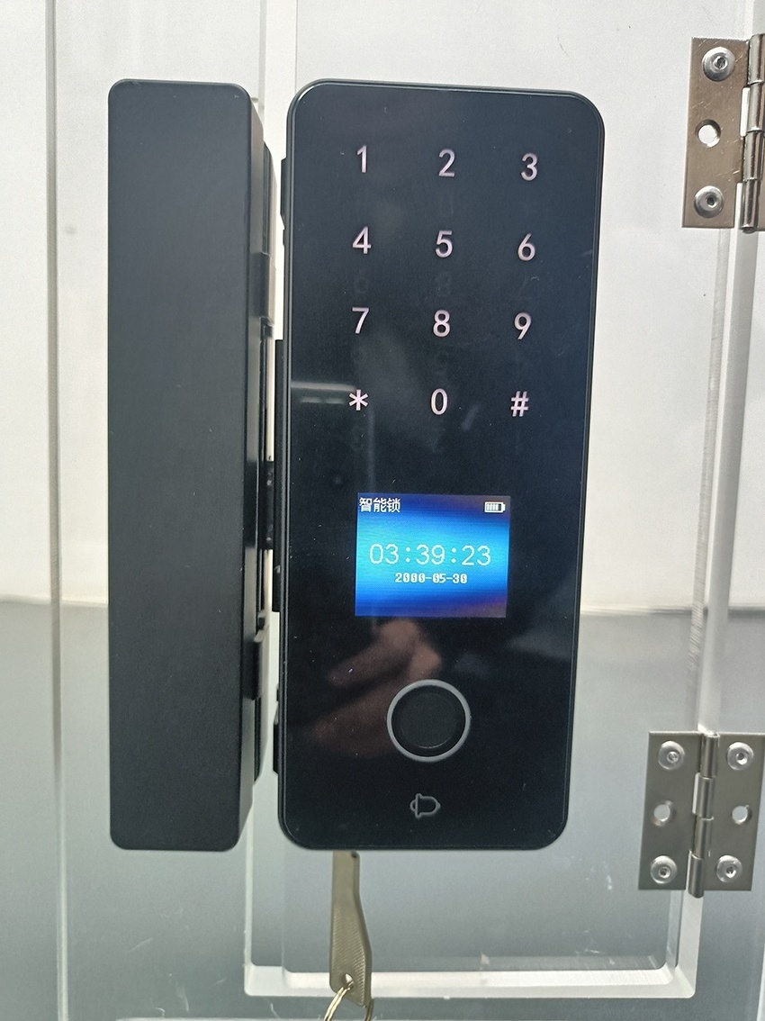 Fingerprint Aluminum alloy intelligent glass door lock 4 dry battery digital password swipe card key smart glass lock