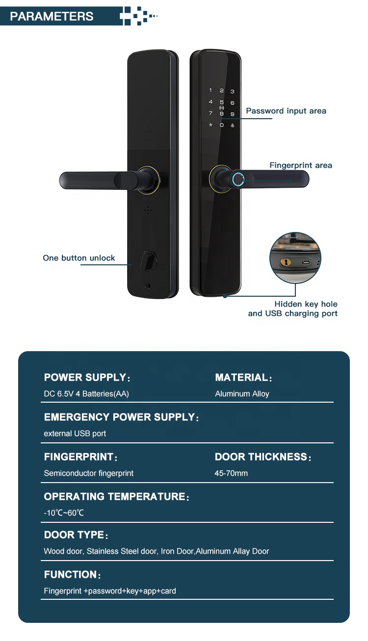 2023 New product TT  Smart locks Intelligent electric digital Fingerprint smart door lock Fingrerint Door Lock