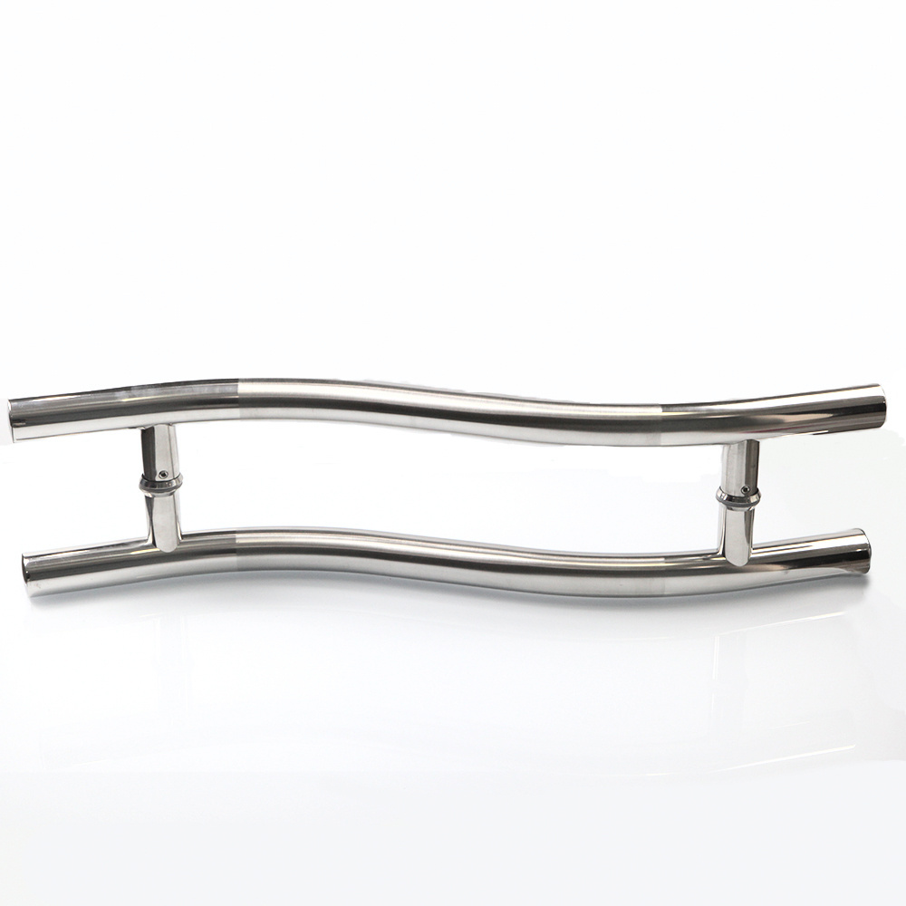 E978D Modern S-Shape Stainless Steel Pull Glass Door Handle for Hotel Shower Rooms