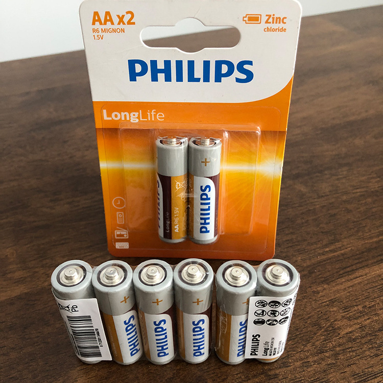 Factory price  li-ion philips battery aa lr6 1.5v non rechargeable double aa batteries